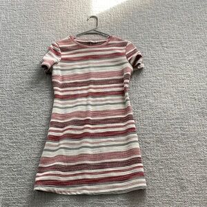 Bershka Striped Red and White Midi Dress